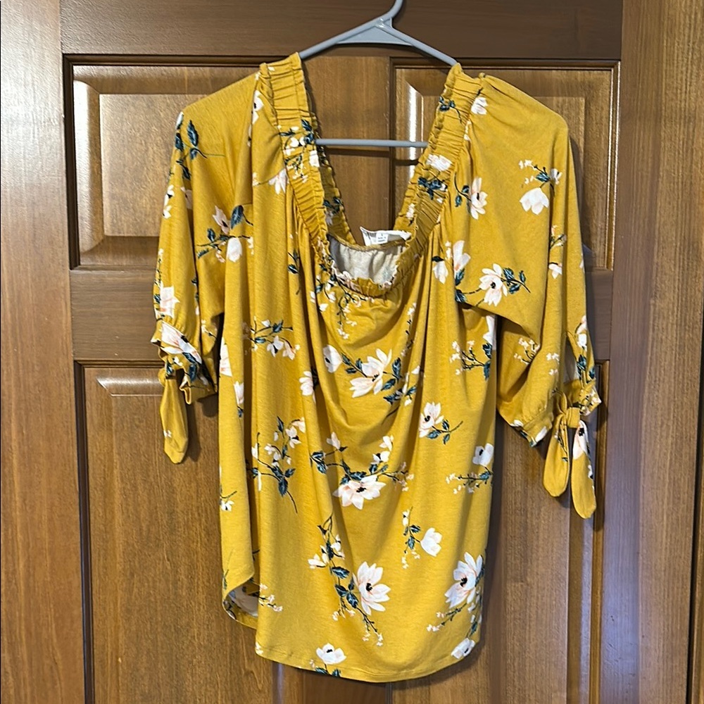 Floral Mustard Yellow Blouse